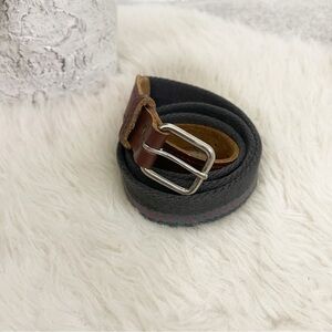 Vintage Knit & Leather Faded Black, Red & Green Western Indie Belt
